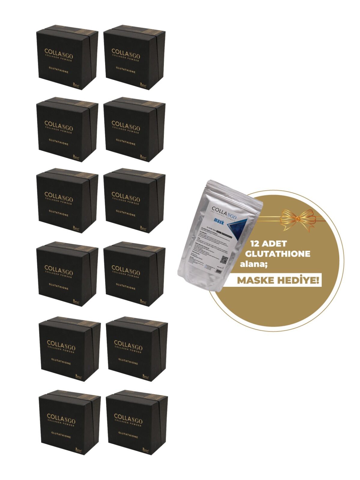 Collango 12'li Collango Kolajen Glutatyon & Hyaluronik Asit (Collagen & Glutathione & Hyaluronic Acid) (Maske Hediyeli)